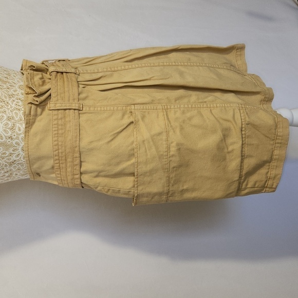 Wild Fable Khaki High Paper Bag Waist Pleated Back Zip Front Cargo Utility Skirt - Picture 7 of 11